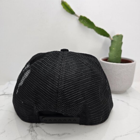 vintage 90s | black corduroy retro snapback trucker hat | unisex - Picture 5 of 8